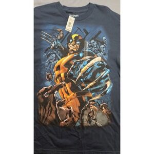 Mad Engine Marvel comics x-men graphic shirt blue 2013  Wolverine sz L NWT